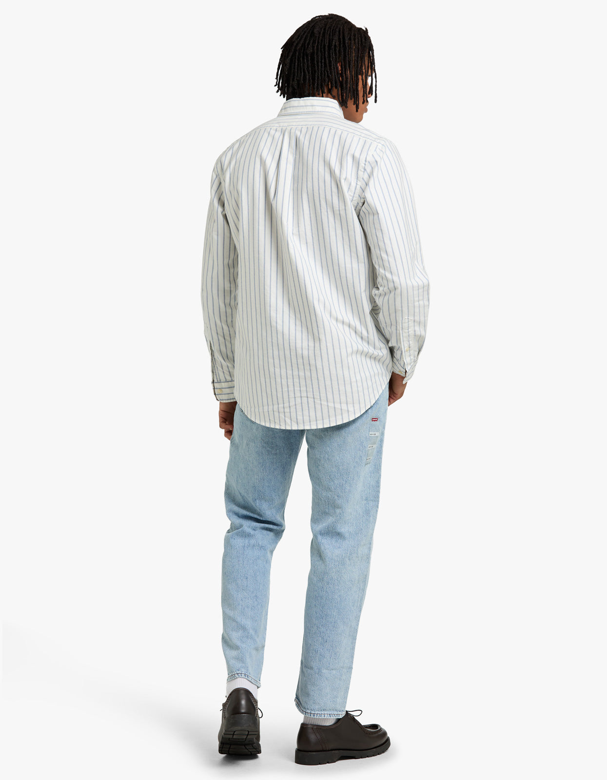 Custom Fit Long Sleeve Sport Shirt - 6832E White Blue Multi