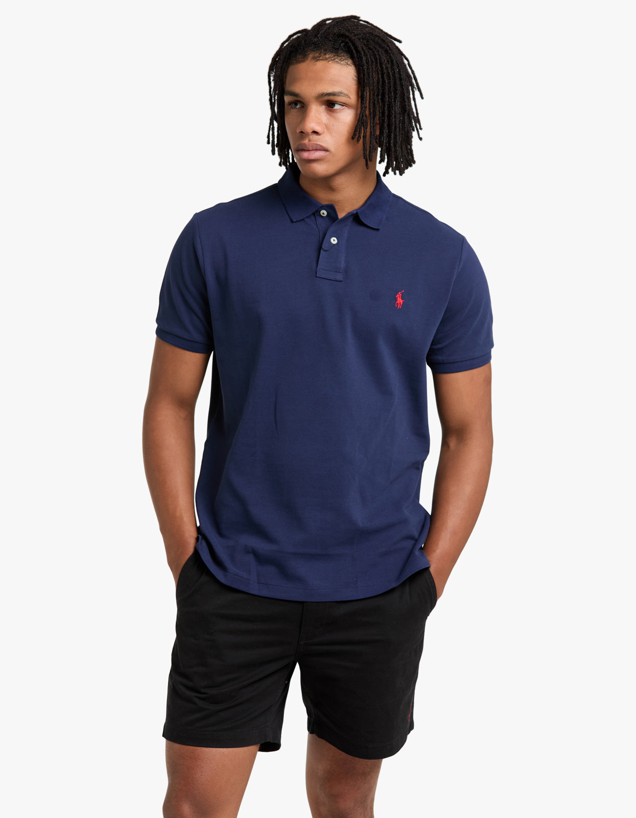 Custom Slim Fit Mesh S/S Polo Shirt - Newport Navy/C3870