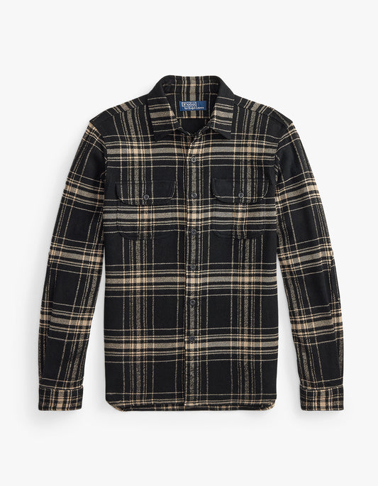Classic Fit Plaid Flannel Workshirt - 7000 Black Cream