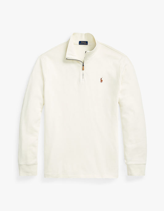 Estate Rib Quarter Zip Pullover - Parchment Cream