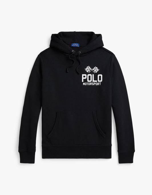 Slub Fleece Graphic Hoodie - Polo Black