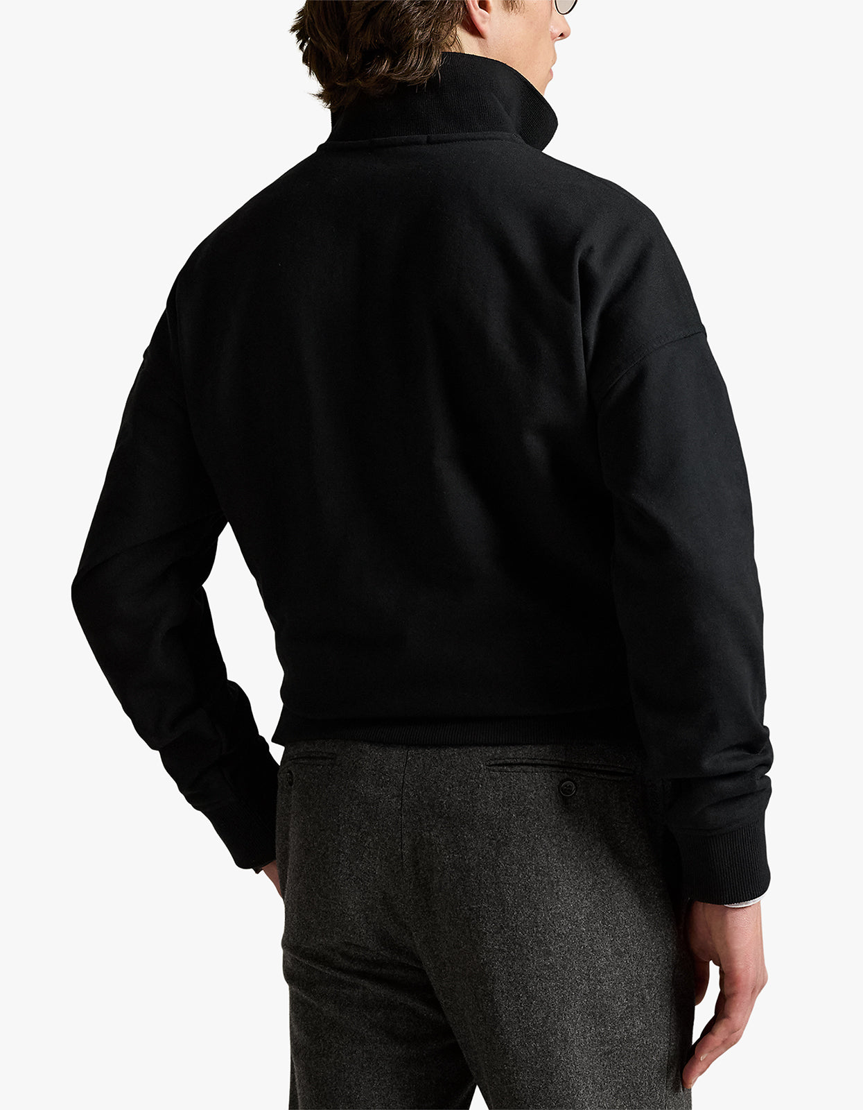 Relaxed Fit Logo Collared Sweatshirt - Polo Black