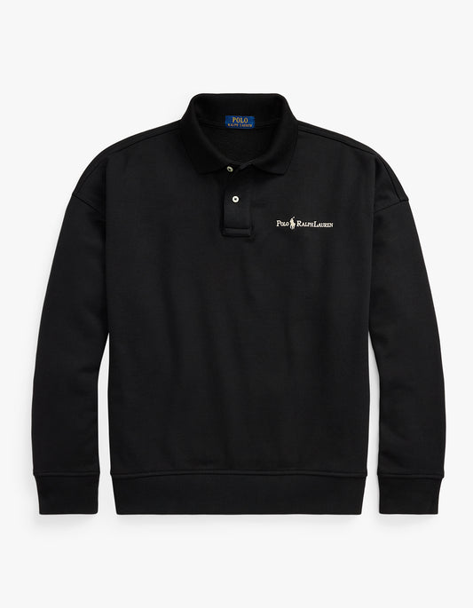 Relaxed Fit Logo Collared Sweatshirt - Polo Black
