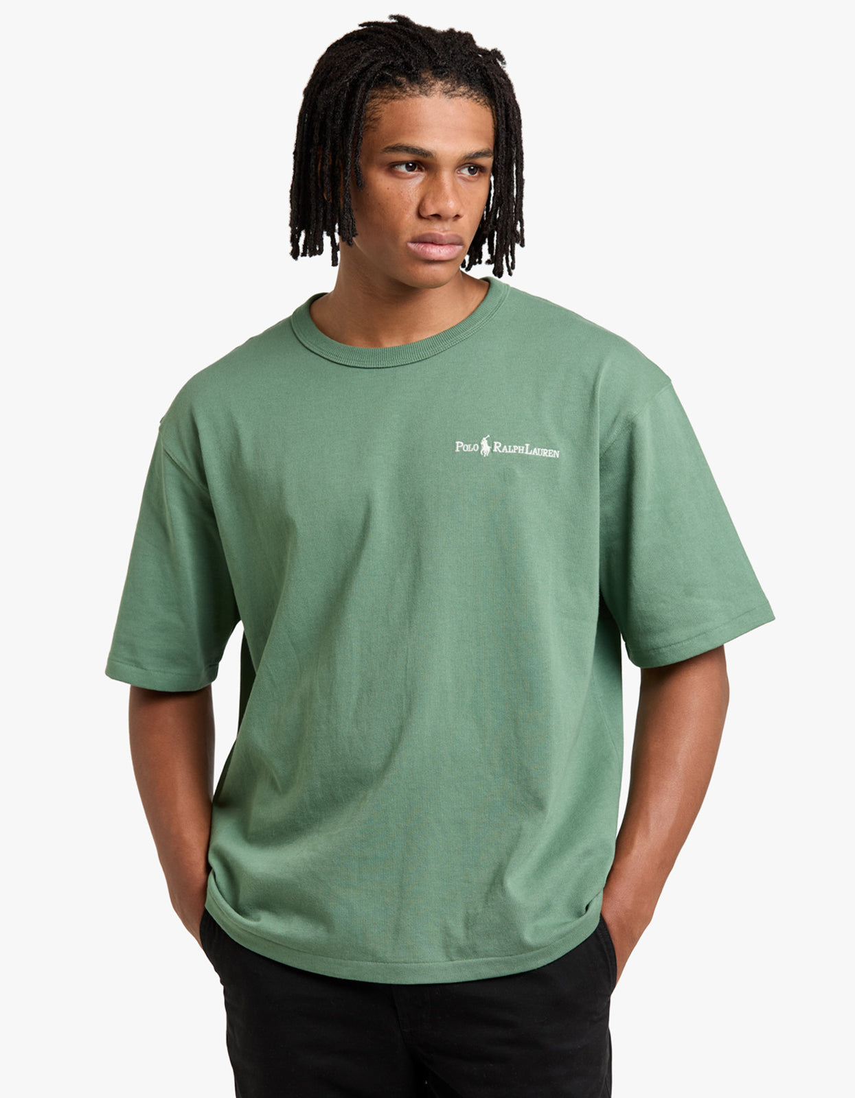 Short Sleeve Chest Script T Shirt - Fatigue