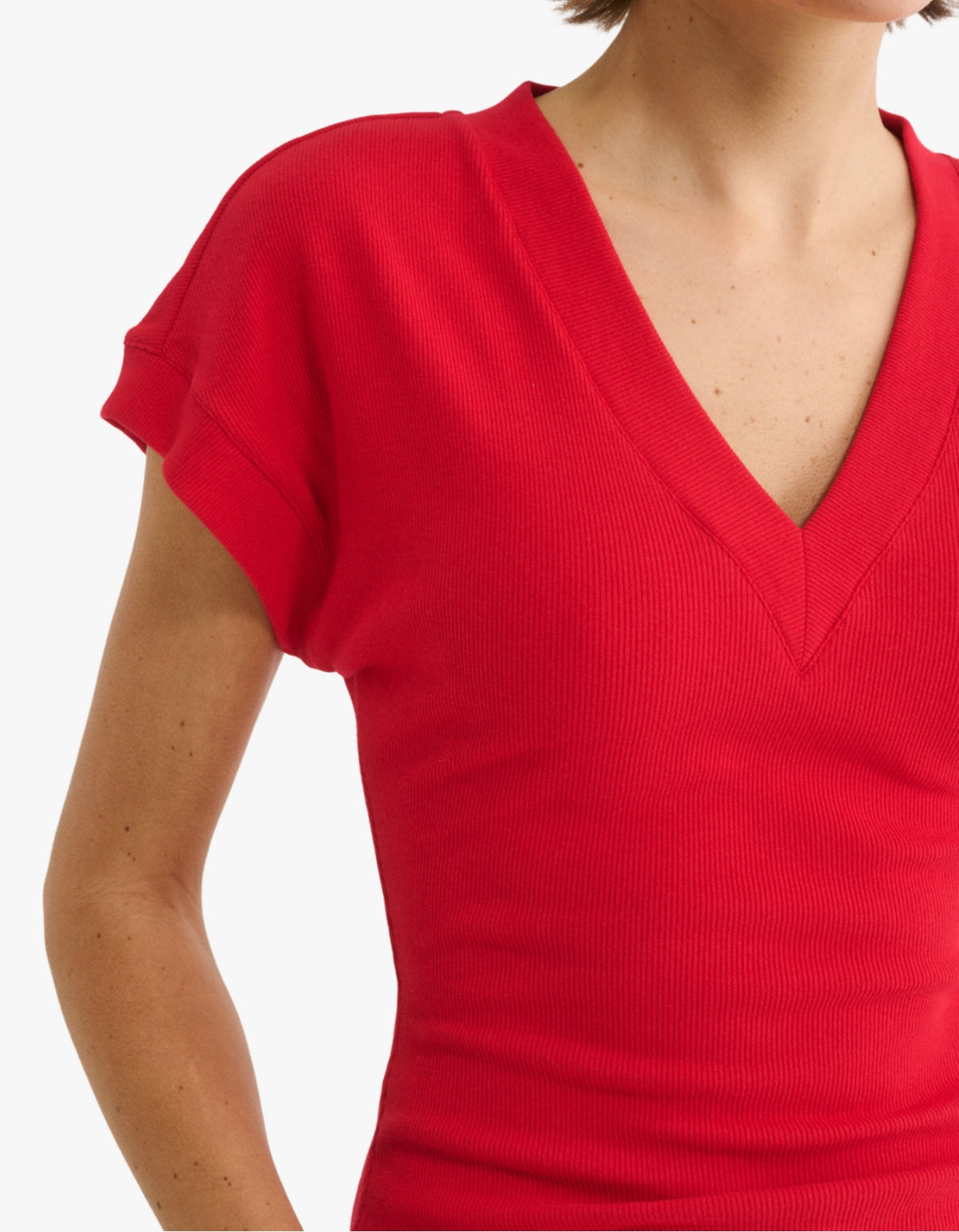 Kelly V Tee - Radiant Red