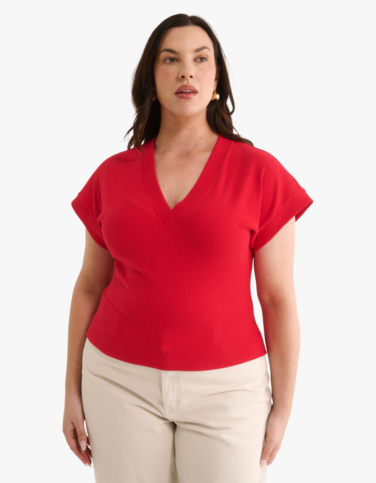 Kelly V Tee - Radiant Red