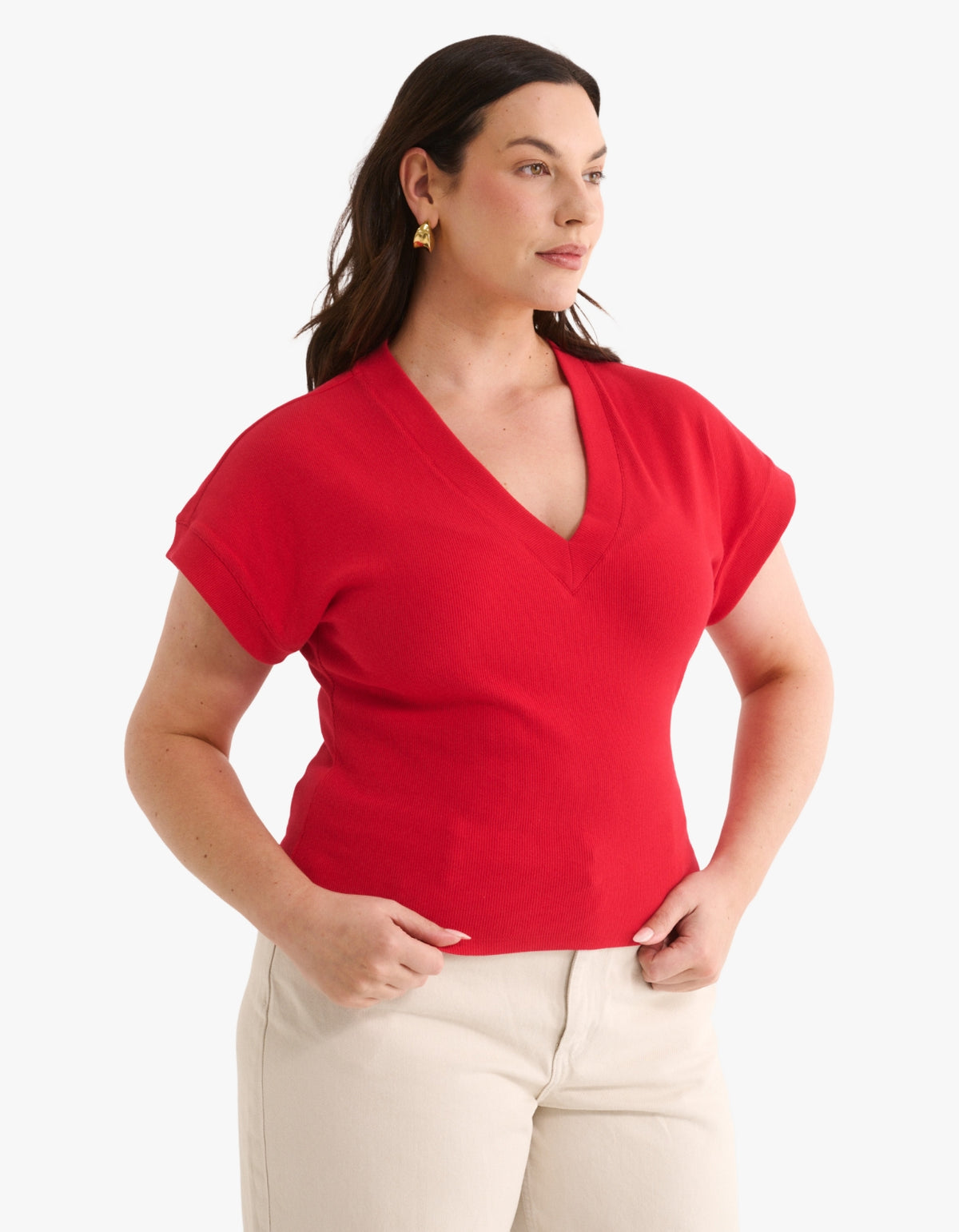 Kelly V Tee - Radiant Red