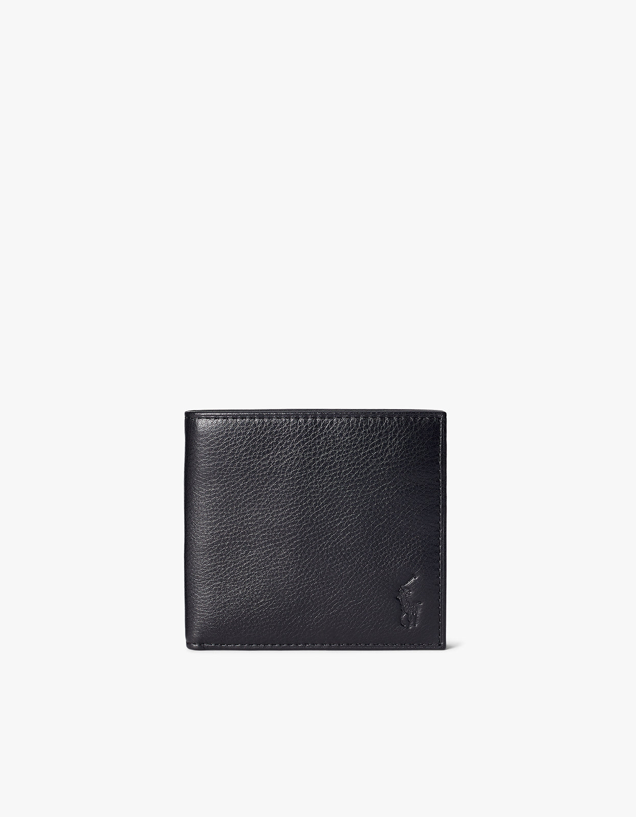 Pebbled Leather Billfold Wallet - Black