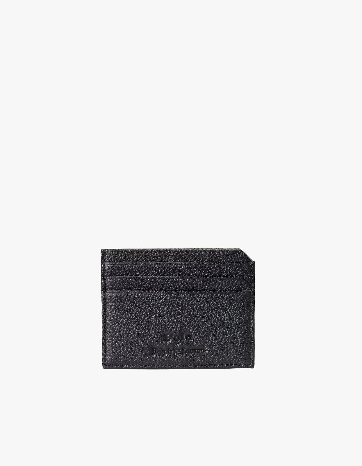 Pebbled Leather Card Case - Black