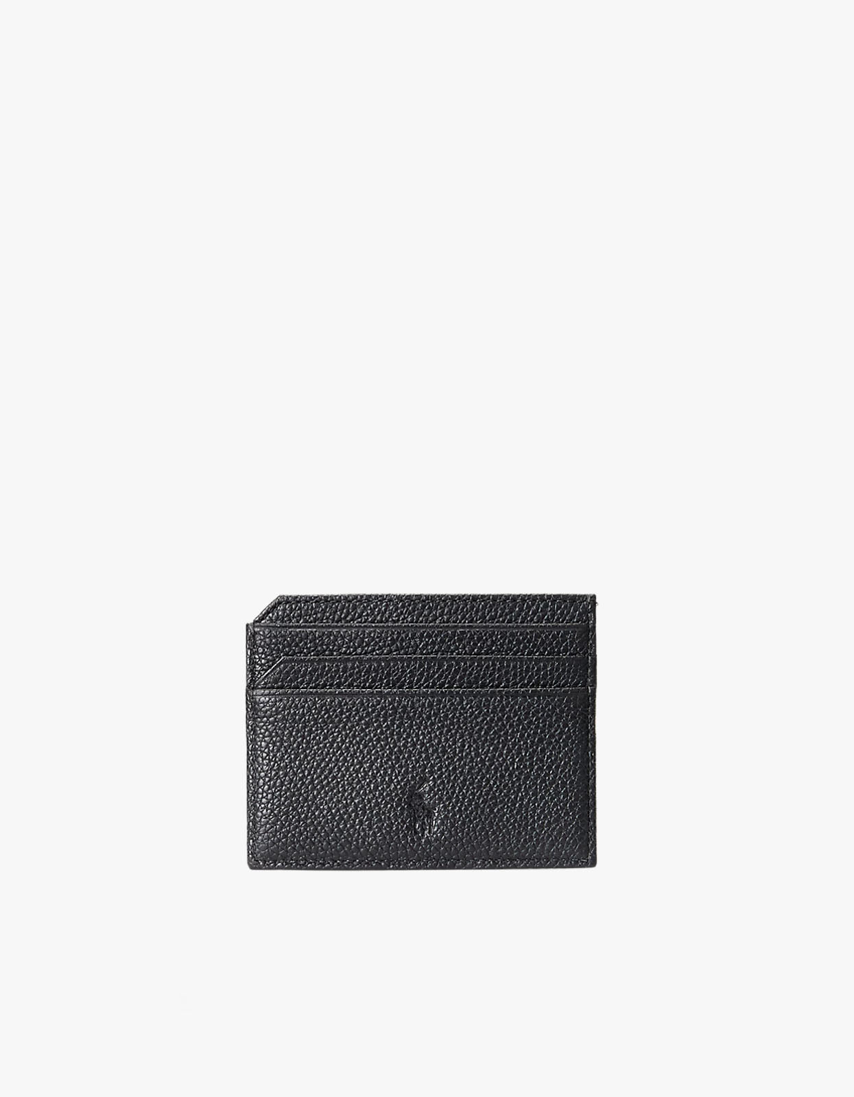 Pebbled Leather Card Case - Black