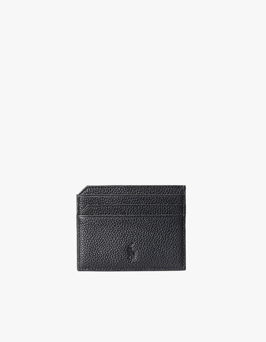 Pebbled Leather Card Case - Black