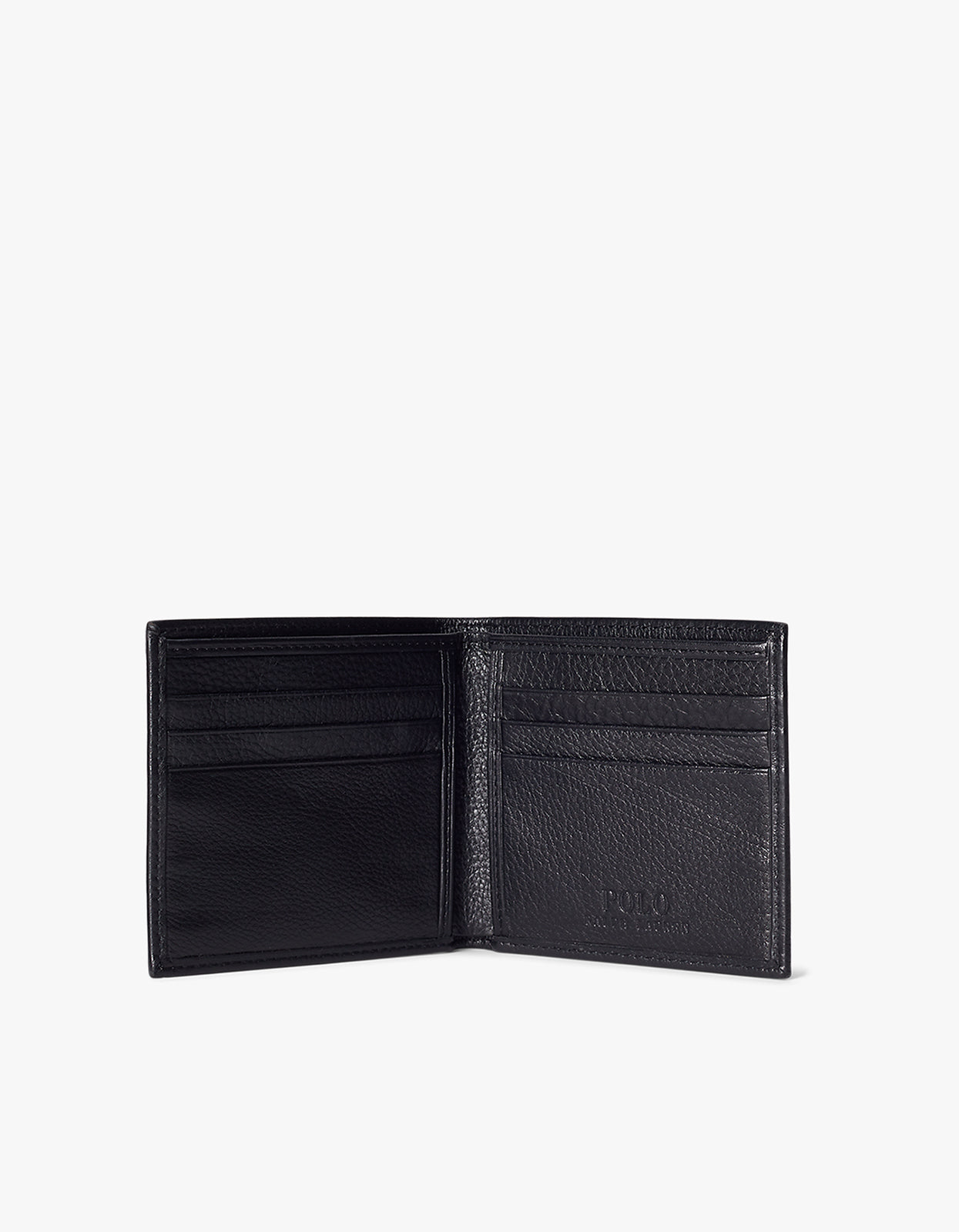 Pebbled Leather Billfold Wallet - Black