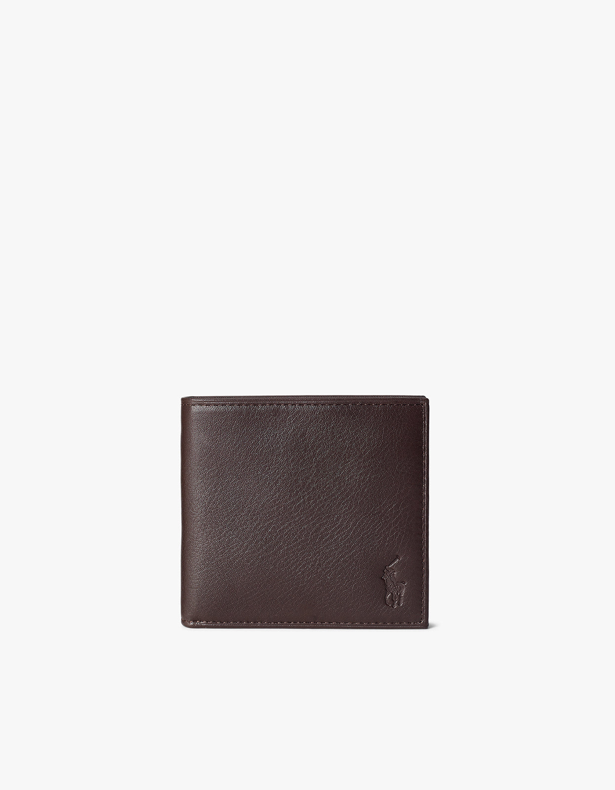 Pebbled Leather Billfold Wallet - Brown