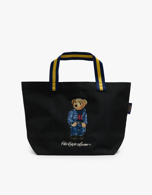 Polo Bear Packable Shopper Tote Bag - Black