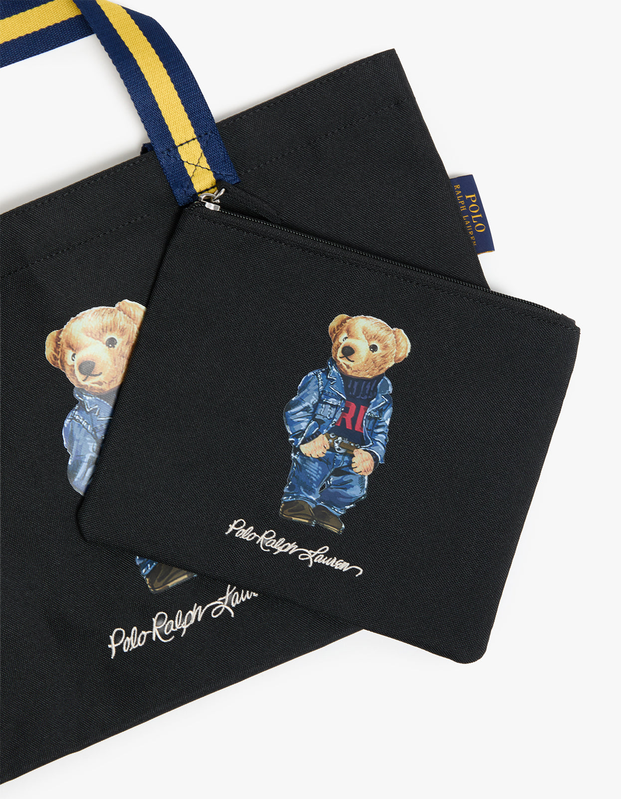 Polo Bear Packable Shopper Tote Bag - Black