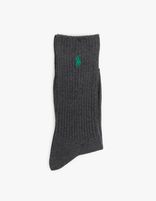 Mens Classic Crew Ribbed Casual Socks - Barclay Heather