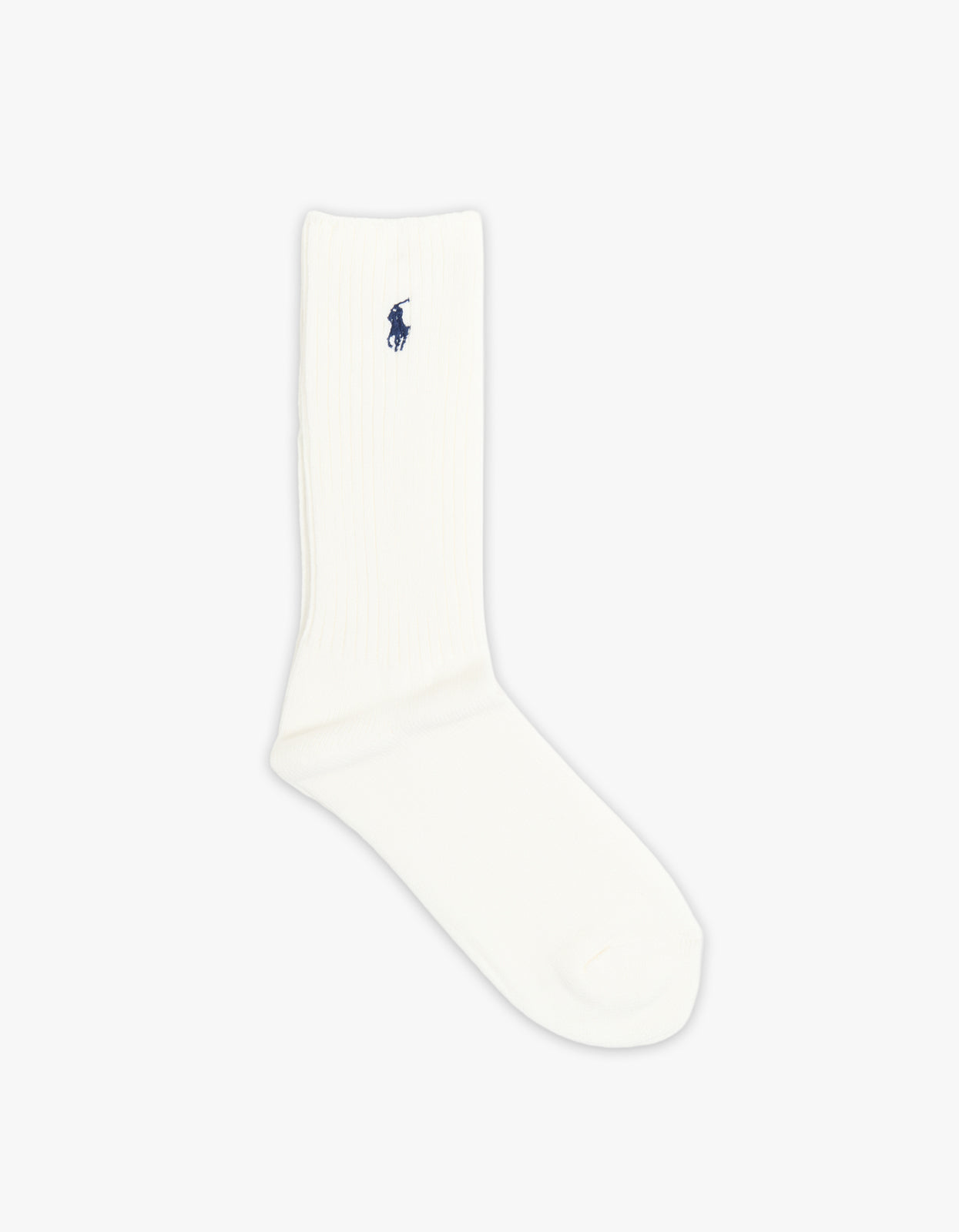 Mens Classic Crew Ribbed Casual Socks - White