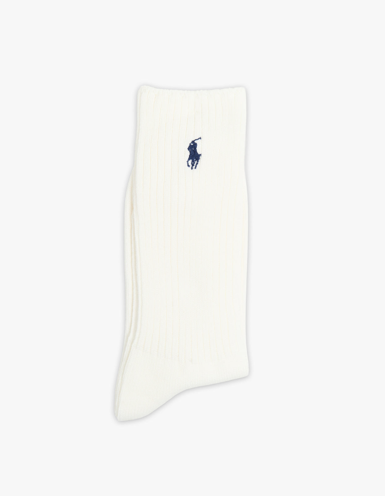 Mens Classic Crew Ribbed Casual Socks - White