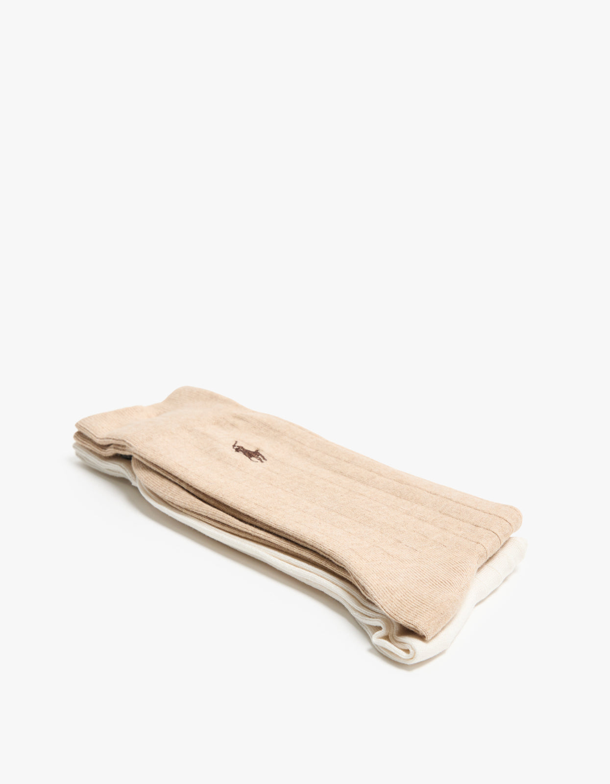 Mens Cotton Dress Crew Socks 2 Pack - Classic Camel Heather/Andover Cream