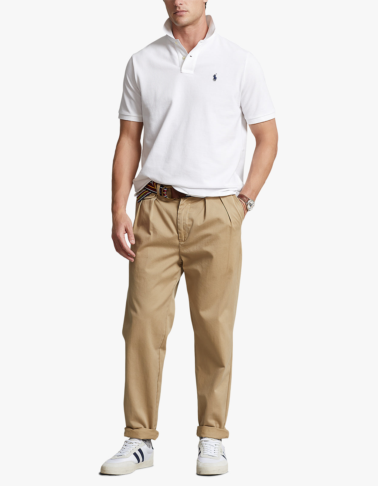 Classic Fit Mesh S/S Polo Shirt - White