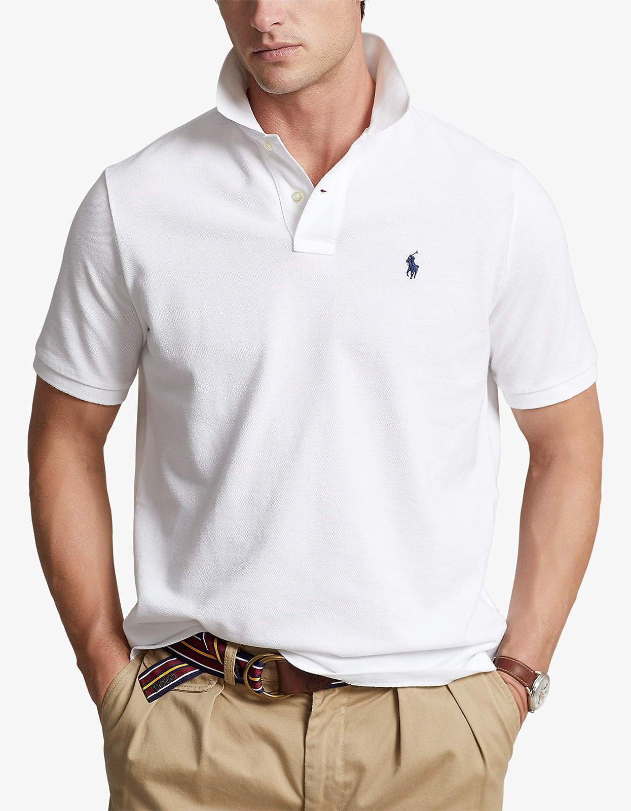 Classic Fit Mesh S/S Polo Shirt - White