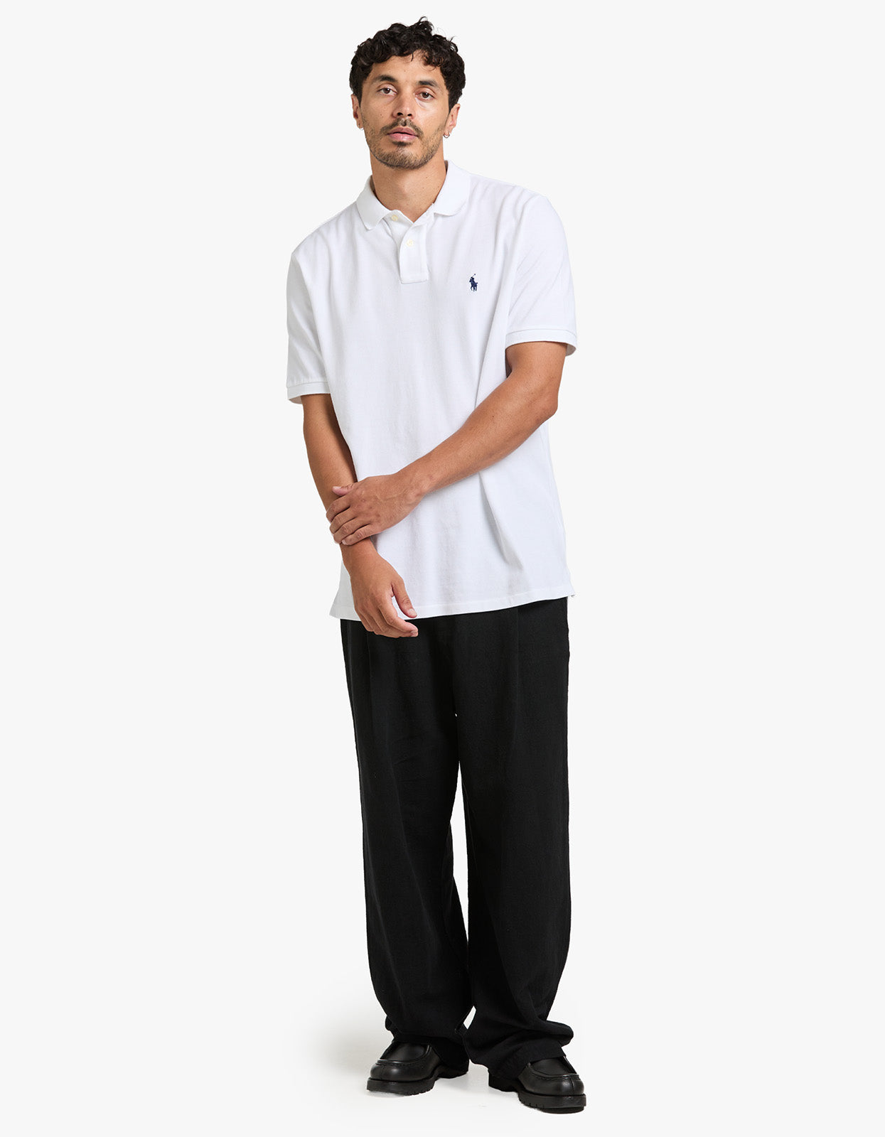 Classic Fit Mesh S/S Polo Shirt - White