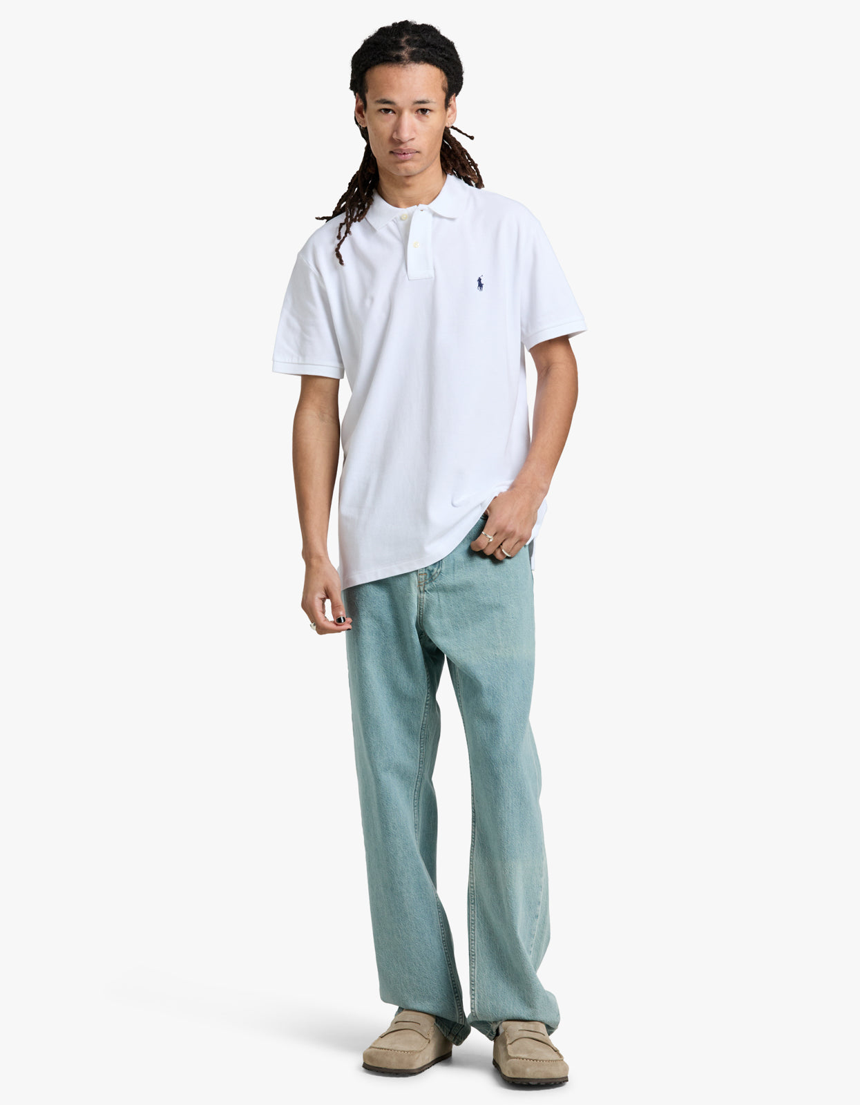 Custom Slim Fit Mesh S/S Polo Shirt - White