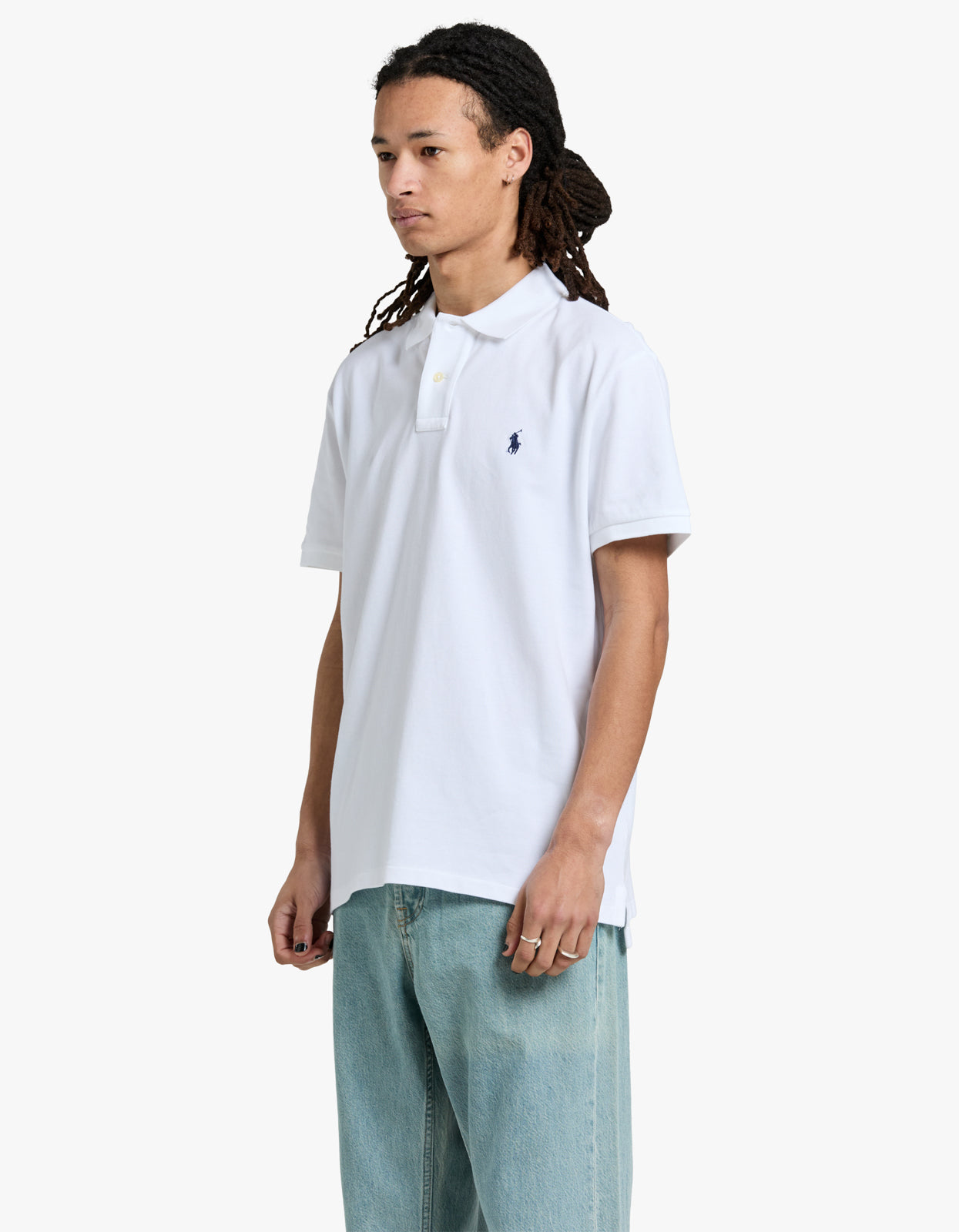Custom Slim Fit Mesh S/S Polo Shirt - White