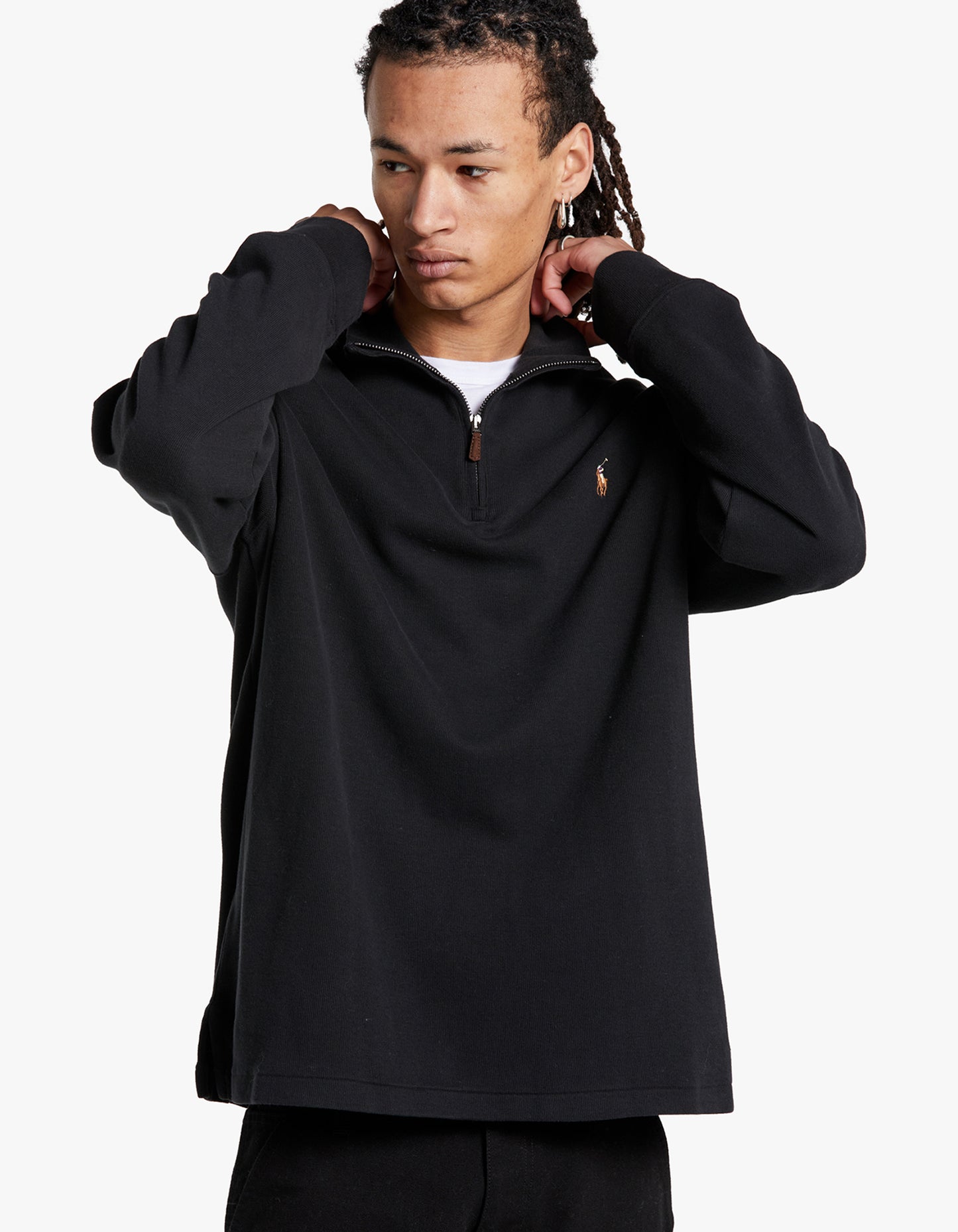 Estate Rib Quarter Zip Pullover - Polo Black