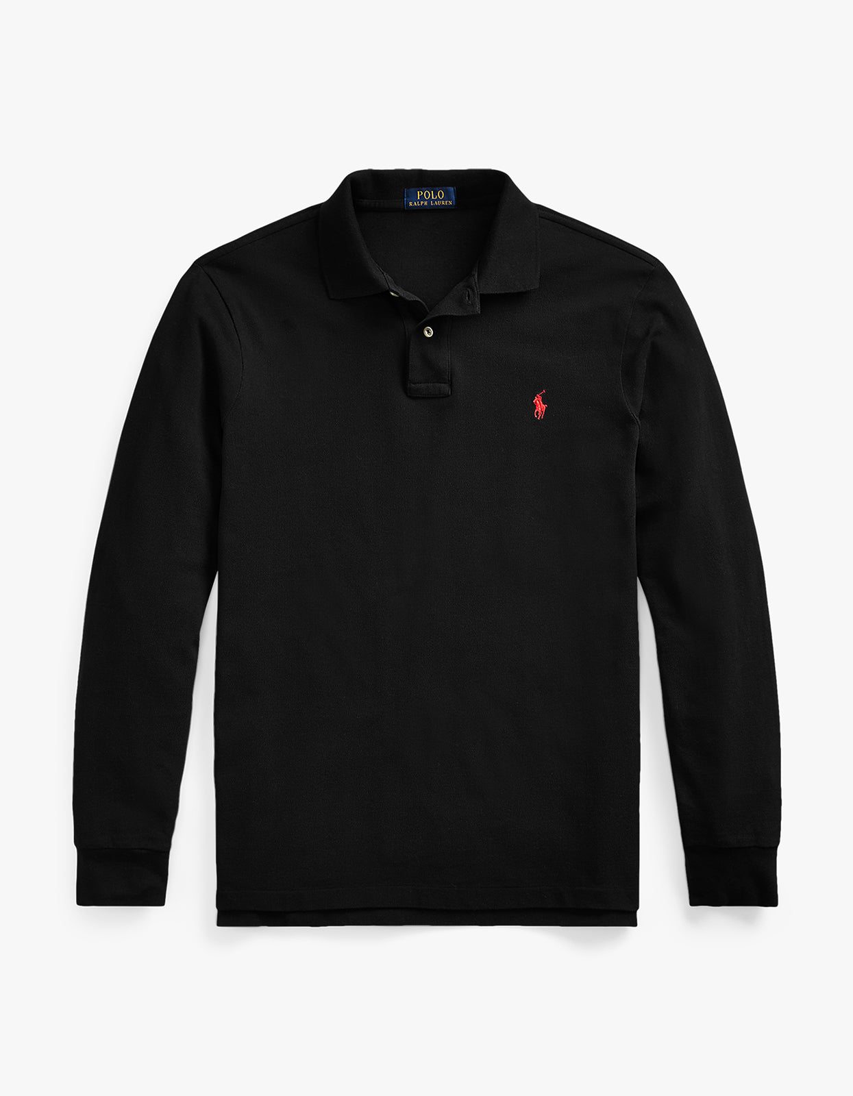 Custom Slim Fit Mesh L/S Polo Shirt - Polo Black/C3870