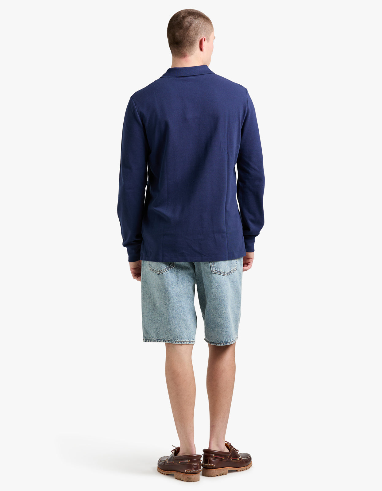 Custom Slim Fit Mesh L/S Polo Shirt - Newport Navy/C3870