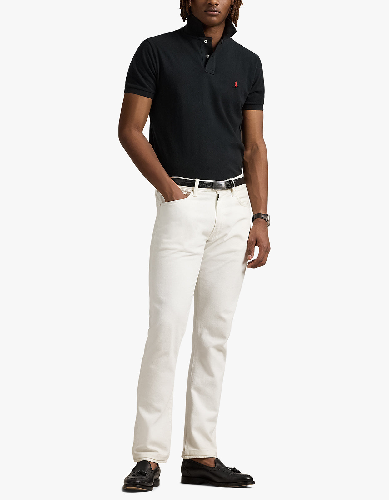 Custom Slim Fit Mesh S/S Polo Shirt - Polo Black/C3870