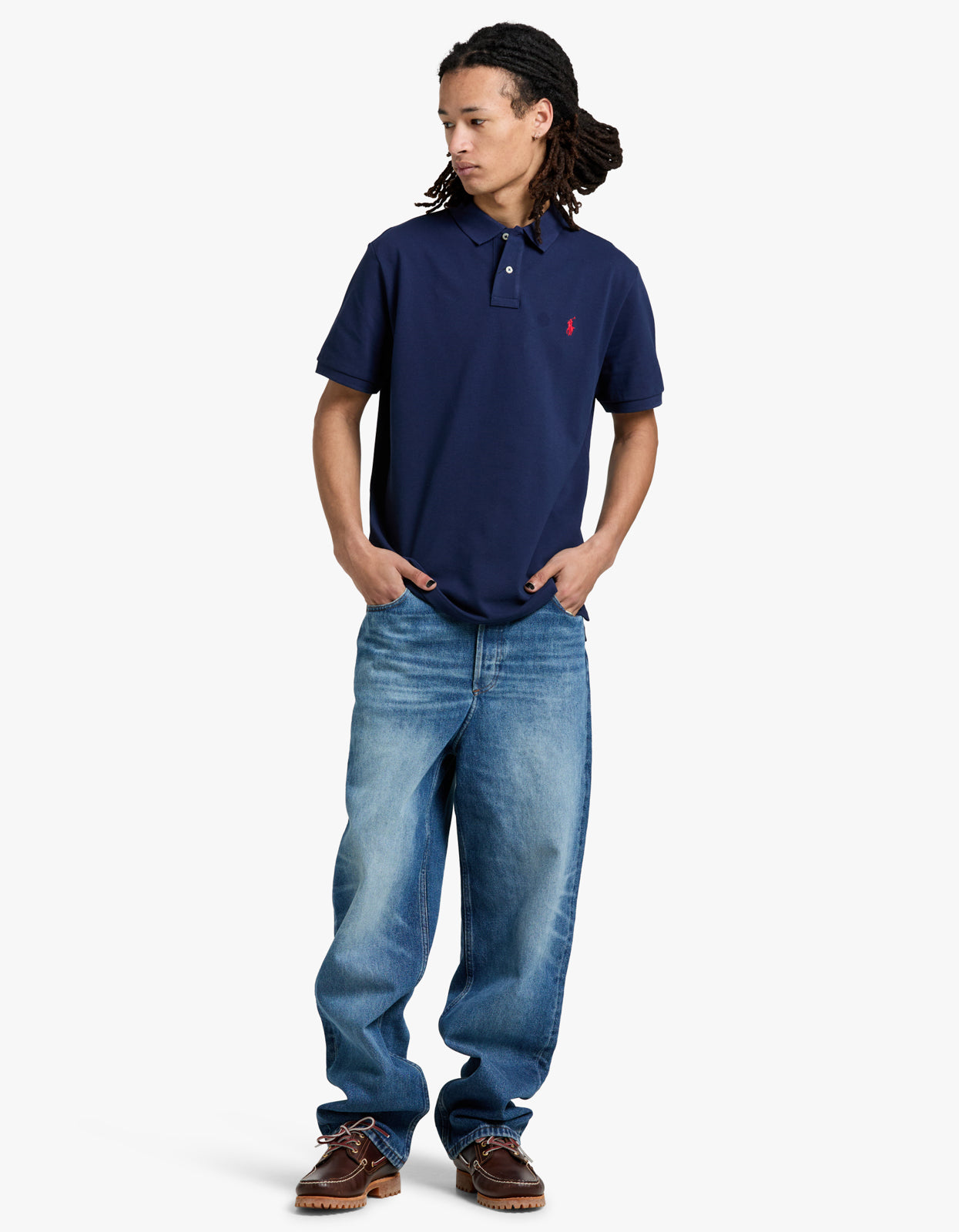 Custom Slim Fit Mesh S/S Polo Shirt - Newport Navy/C3870