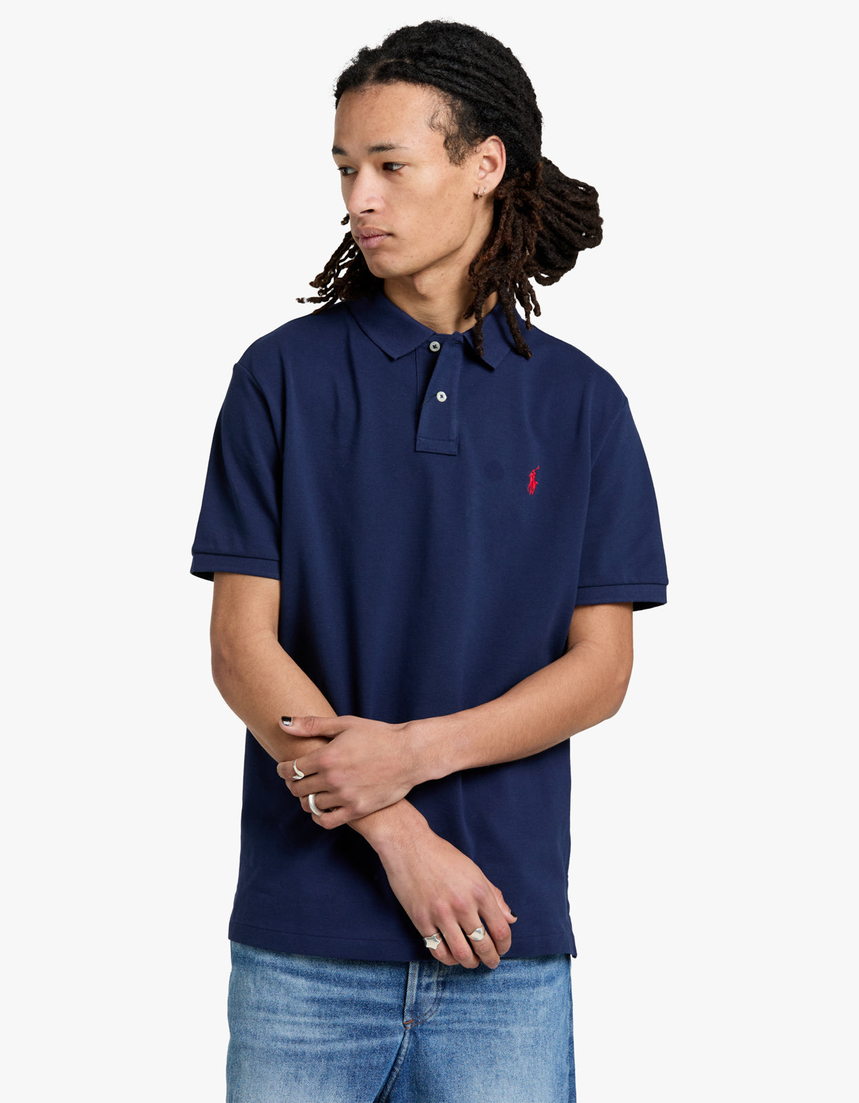 Custom Slim Fit Mesh S/S Polo Shirt - Newport Navy/C3870