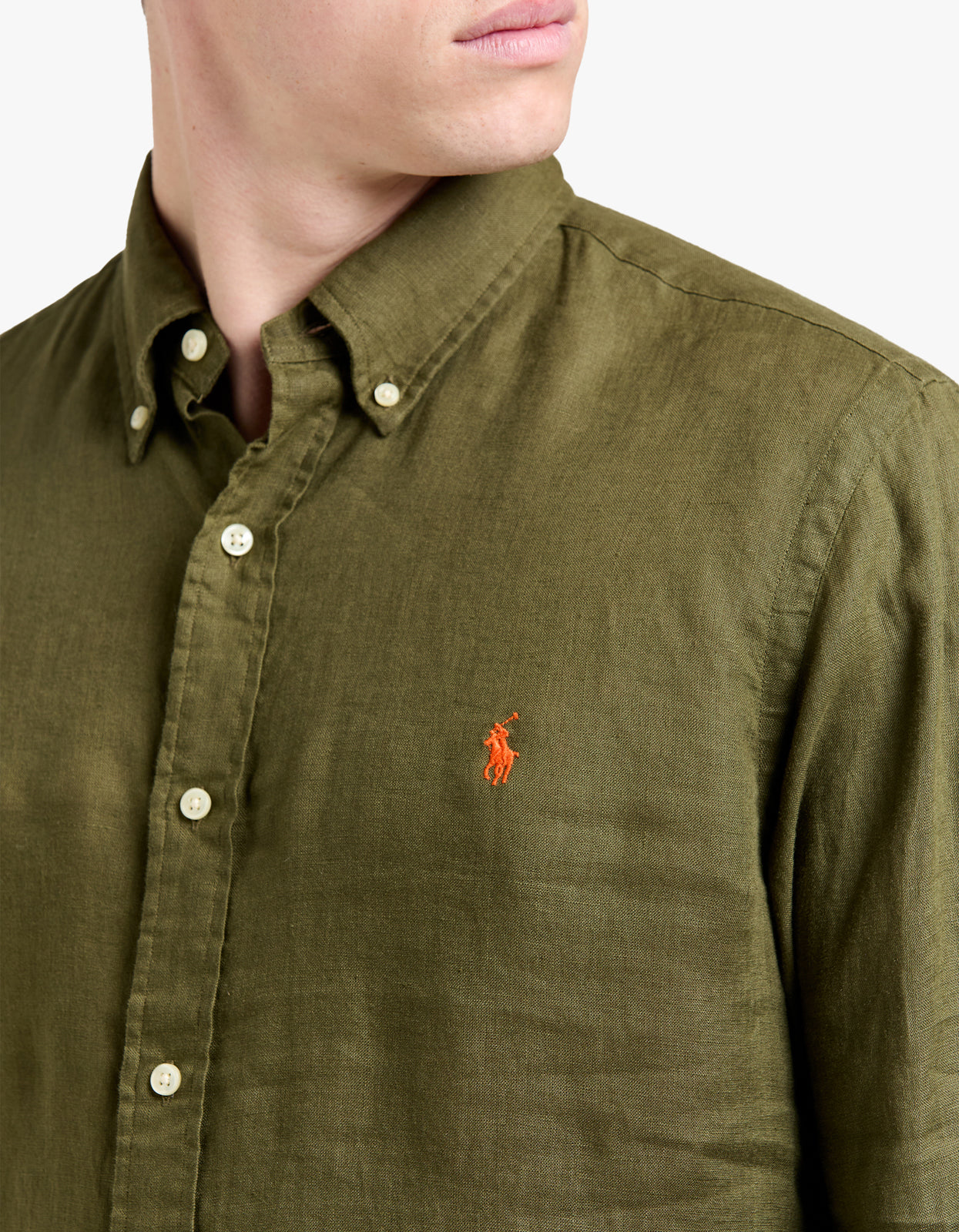 Long Sleeve Linen Sport Shirt - New Olive