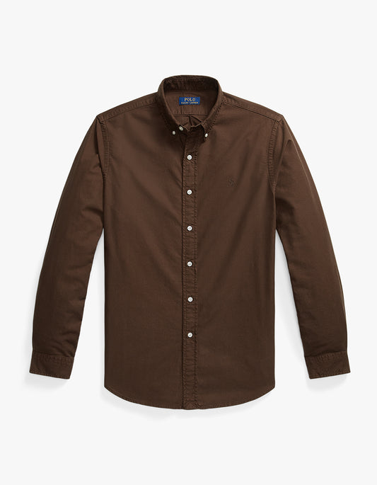 Custom Fit Garment Dyed Oxford Shirt - Nutmeg Brown