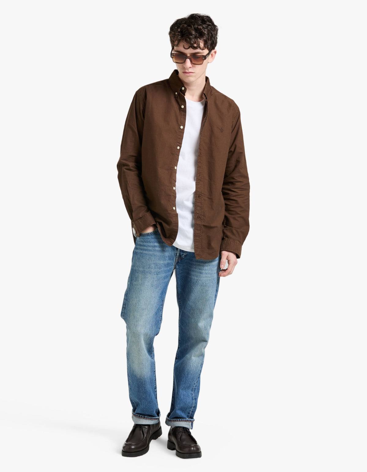 Custom Fit Garment Dyed Oxford Shirt - Nutmeg Brown