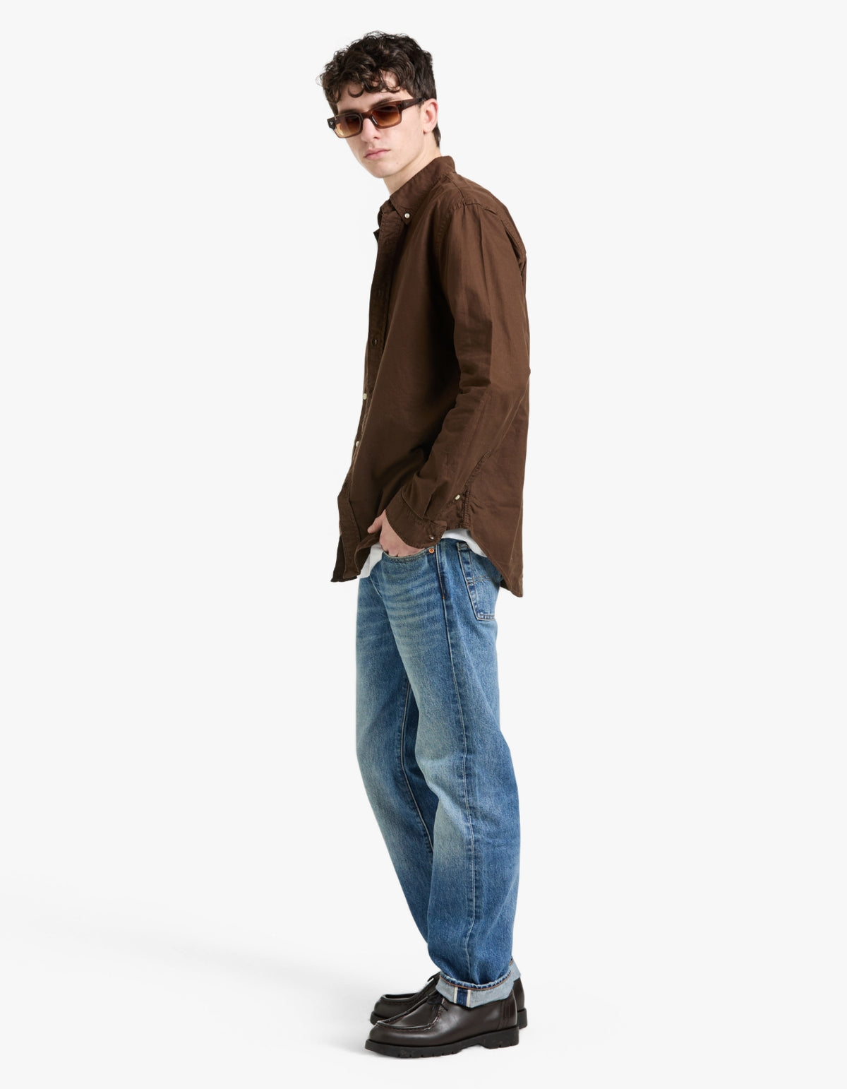 Custom Fit Garment Dyed Oxford Shirt - Nutmeg Brown