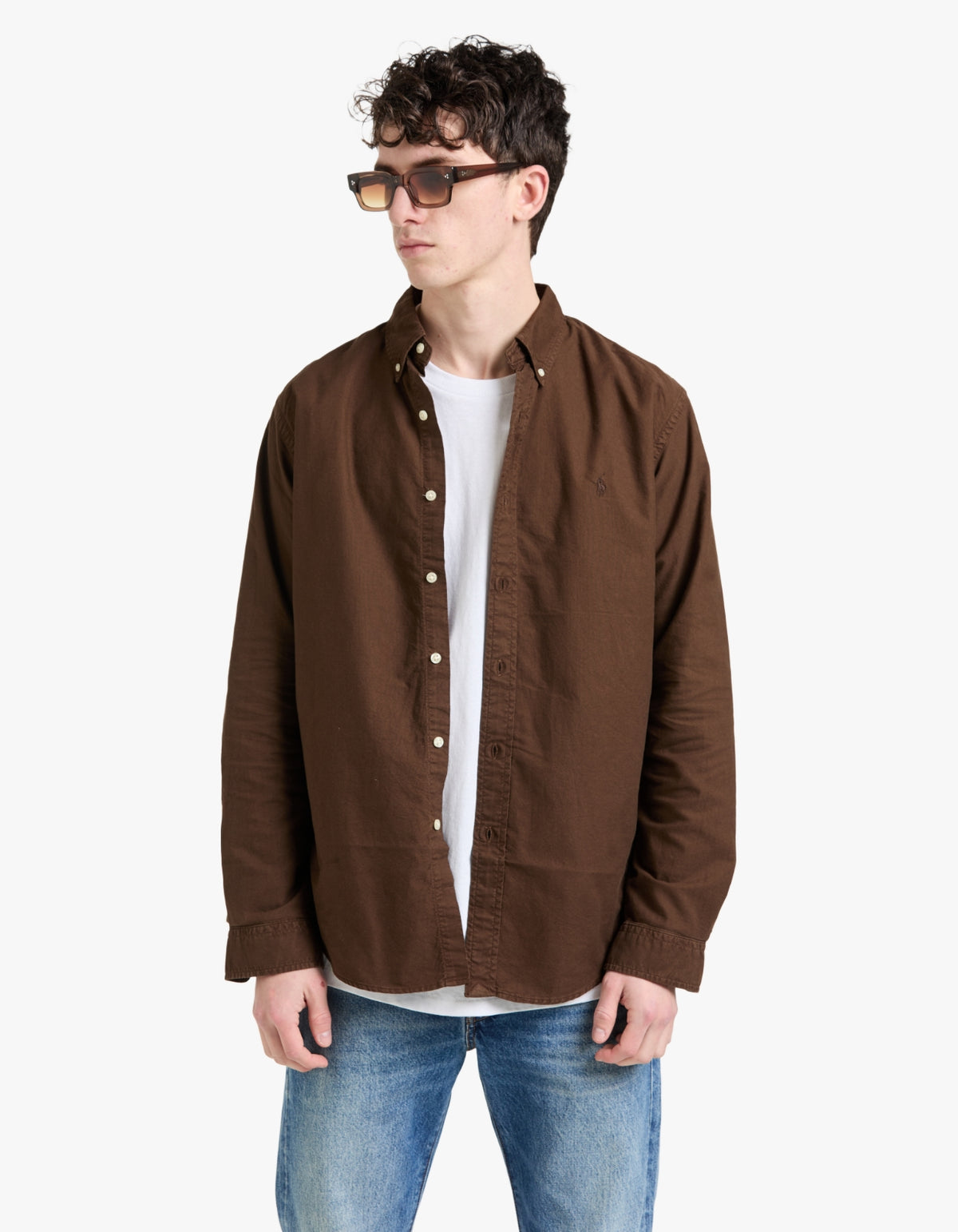 Custom Fit Garment Dyed Oxford Shirt - Nutmeg Brown