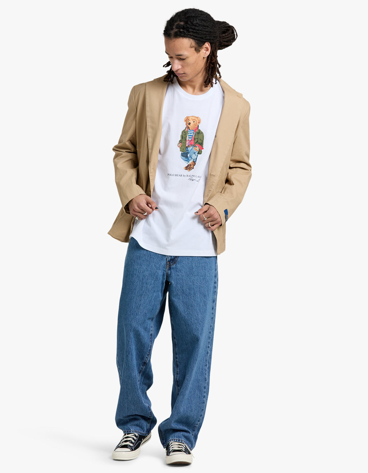 Short Sleeve Polo Bear T Shirt - CR24 White Explorer Bear