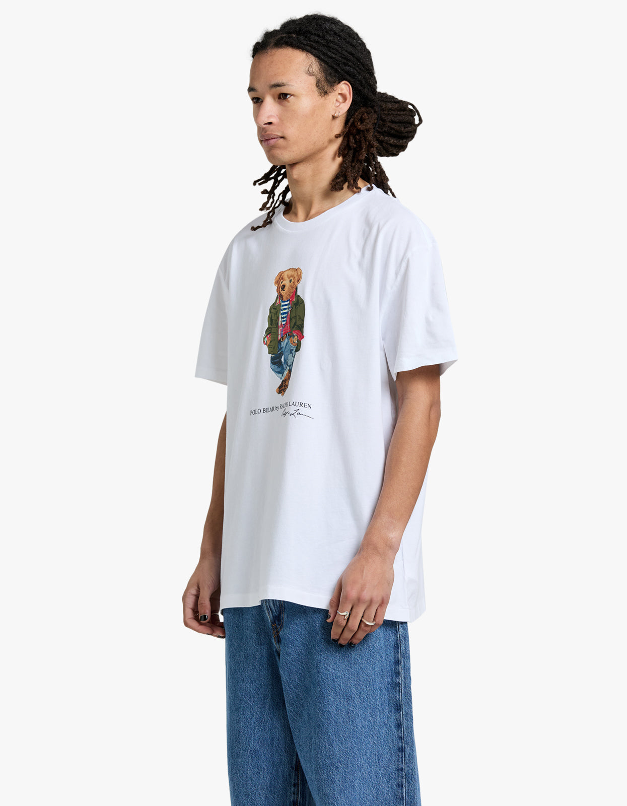 Short Sleeve Polo Bear T Shirt - CR24 White Explorer Bear