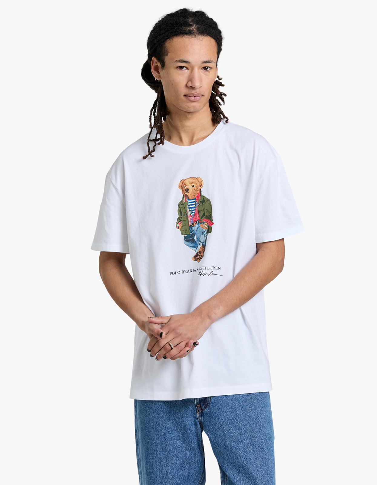 Short Sleeve Polo Bear T Shirt - CR24 White Explorer Bear