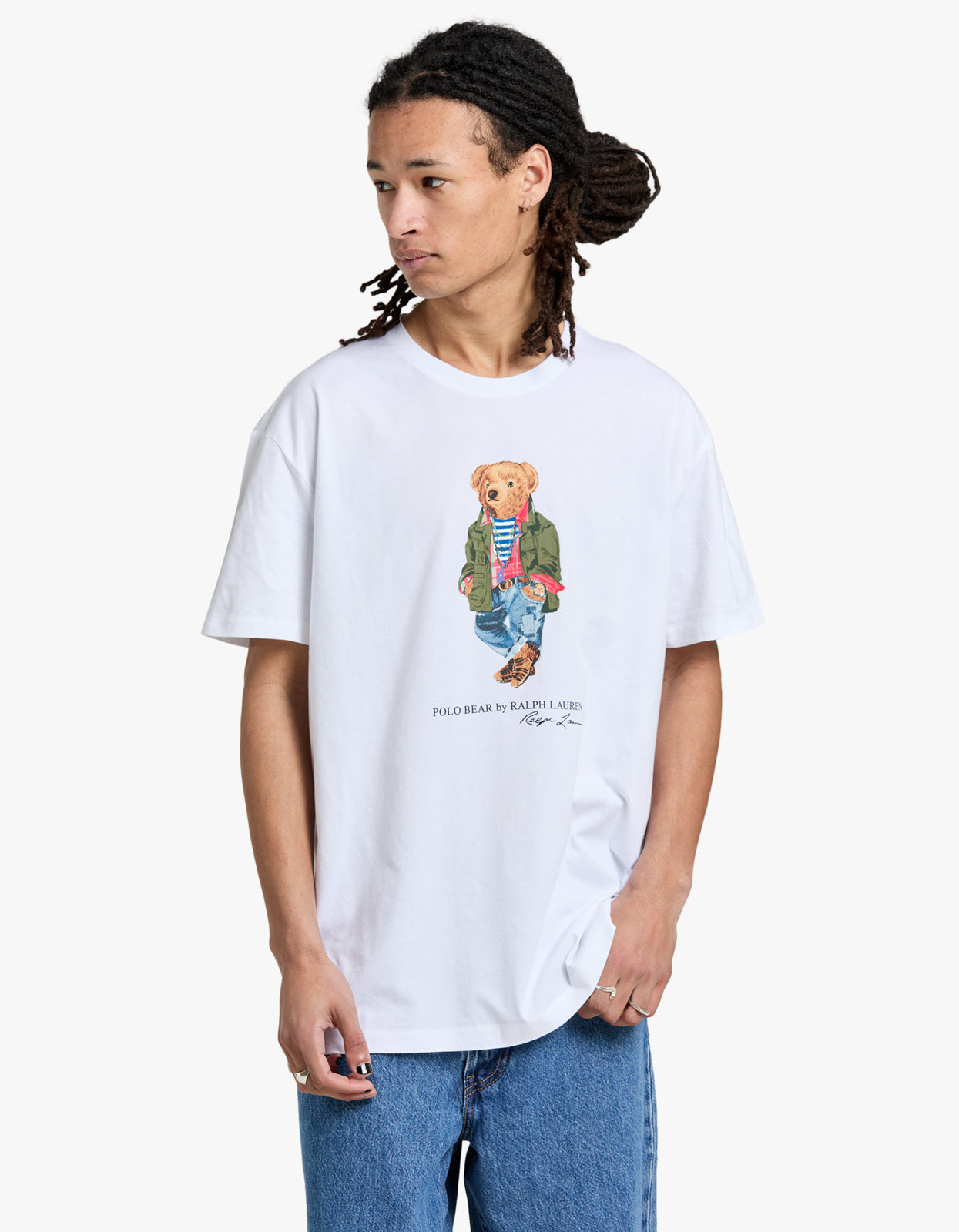 Short Sleeve Polo Bear T Shirt - CR24 White Explorer Bear