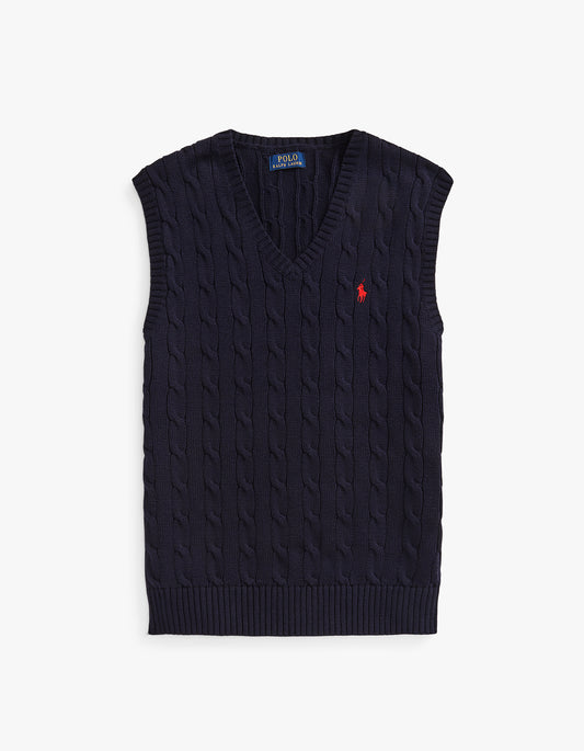 Cable Sweater Vest - Hunter Navy