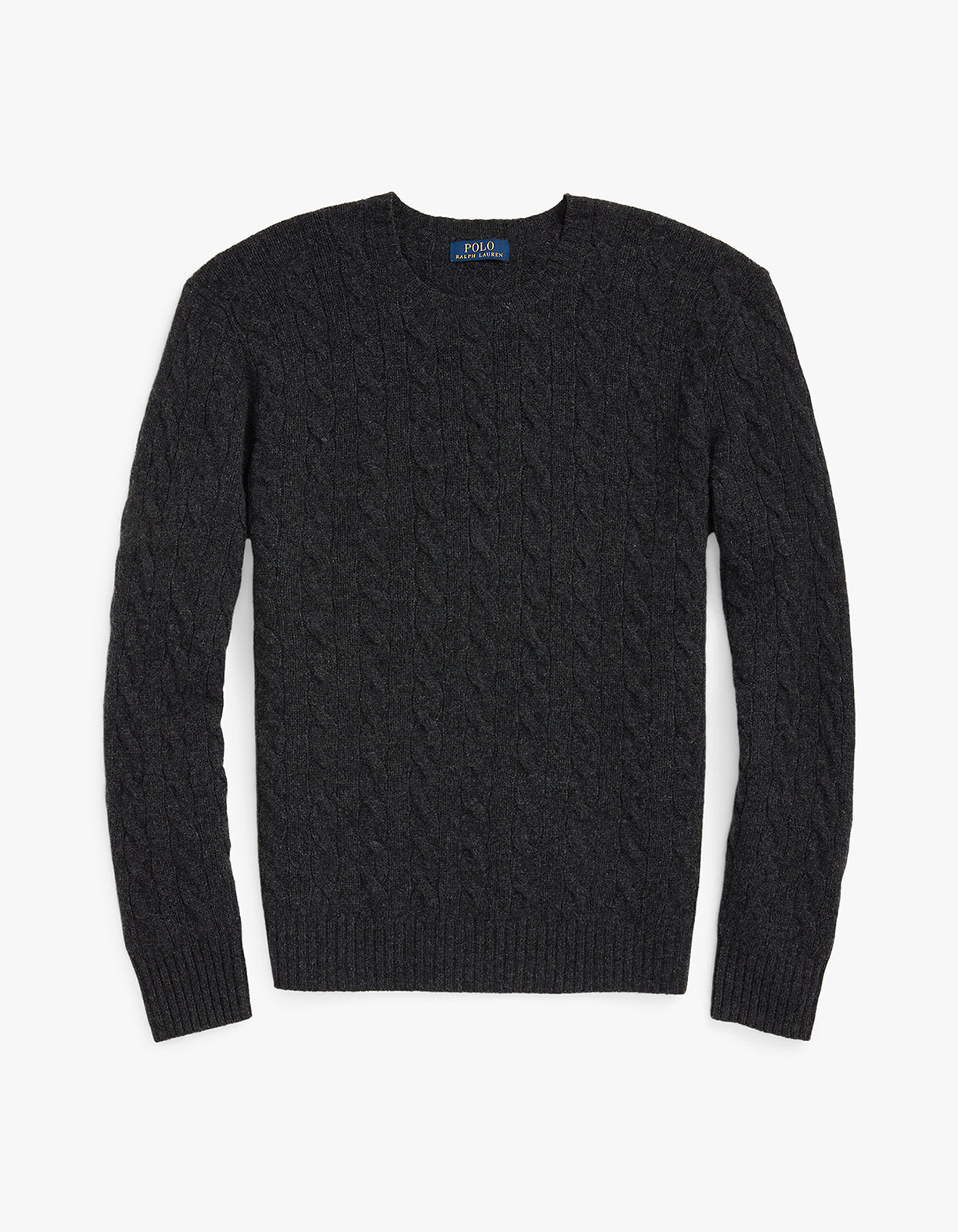 Long Sleeve Cable Knit Sweater - Dark Granite Hthr
