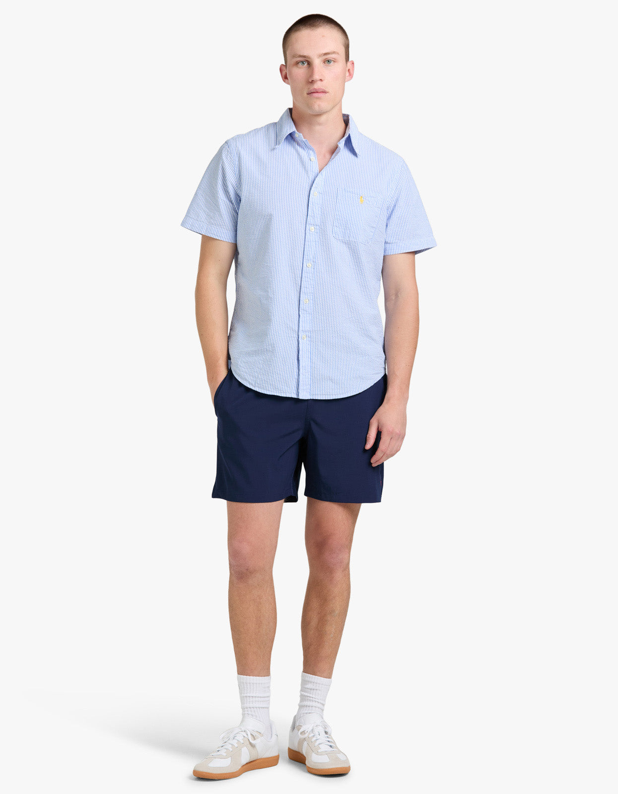 Custom Fit Seersucker Shirt - 2604A Blue/White