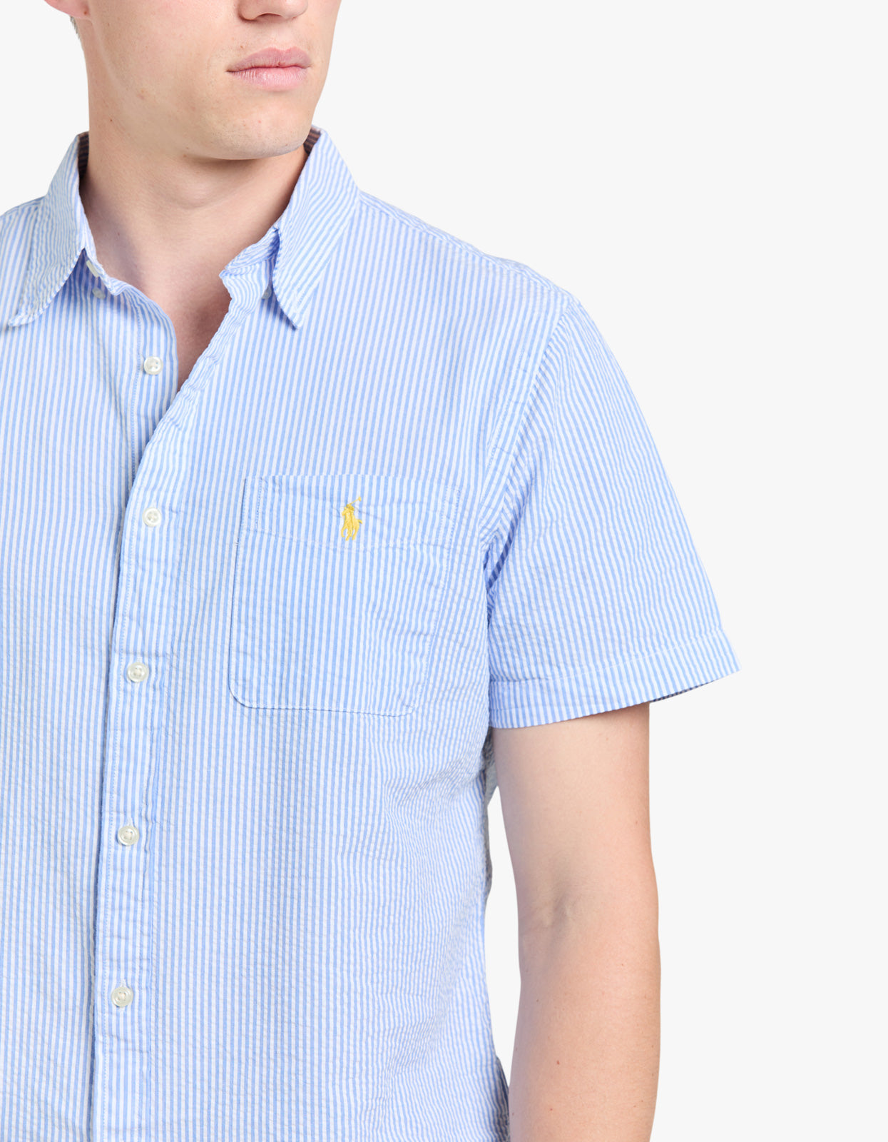 Custom Fit Seersucker Shirt - 2604A Blue/White