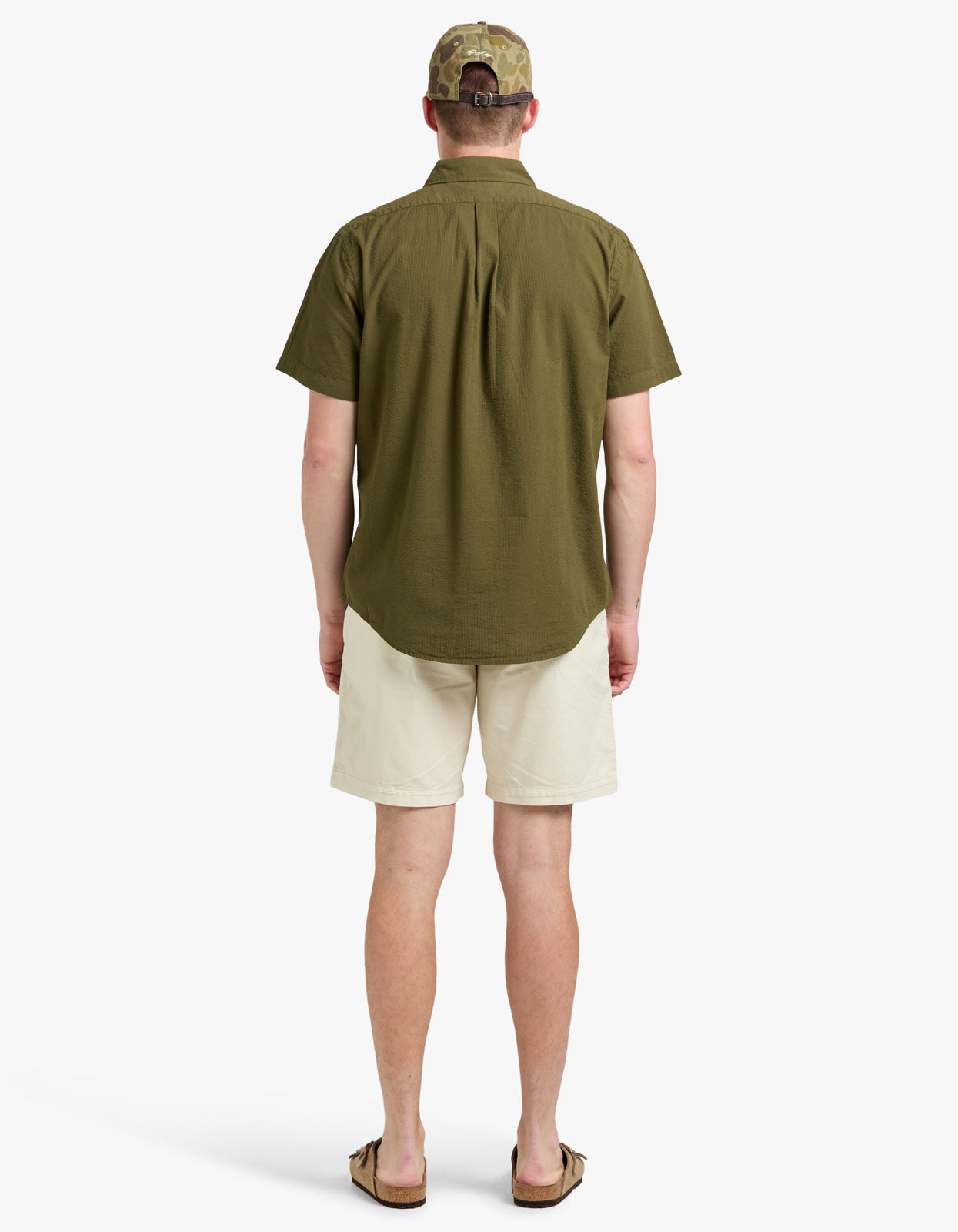 Custom Fit Seersucker Shirt - New Olive
