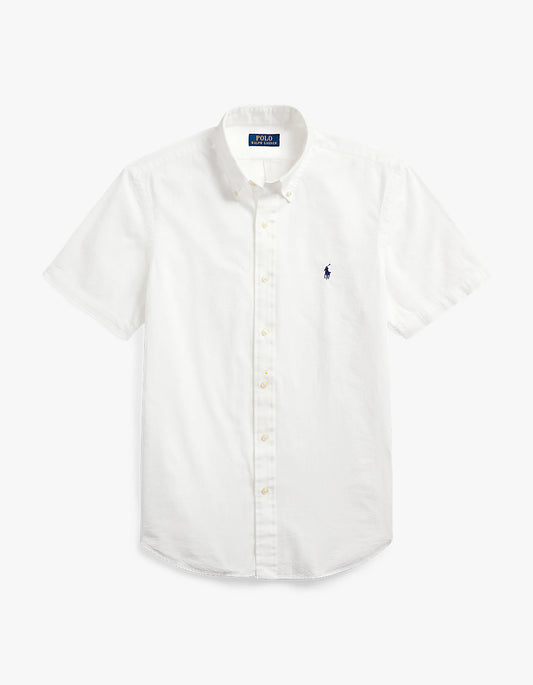 Custom Fit Seersucker Shirt - White