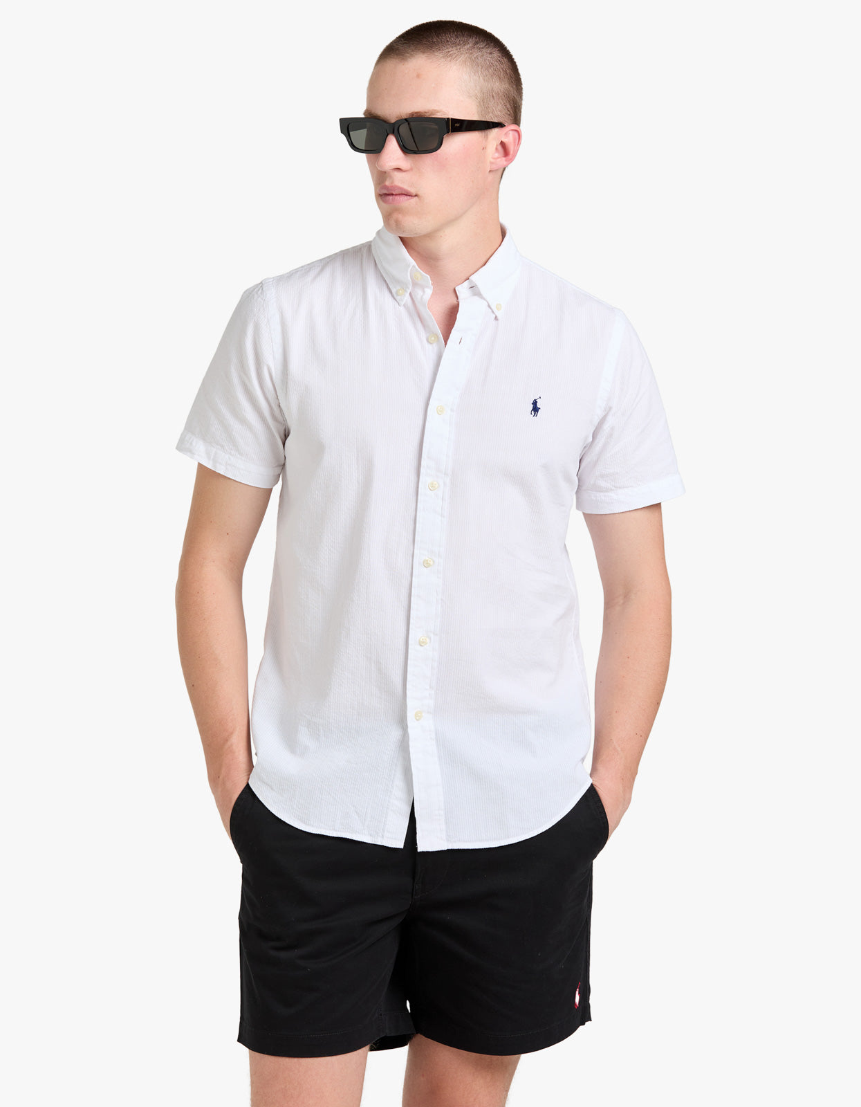 Custom Fit Seersucker Shirt - White